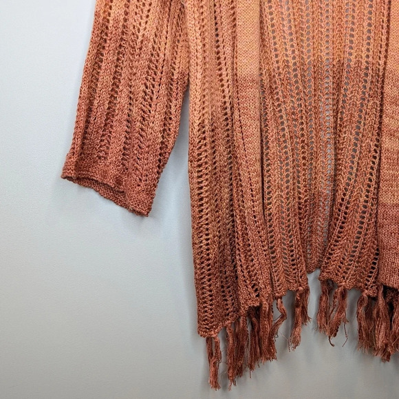 NWT Maurices Sunset Ombre Fringe Open Front Crochet Cardigan Women  XS - Picture 6 of 8